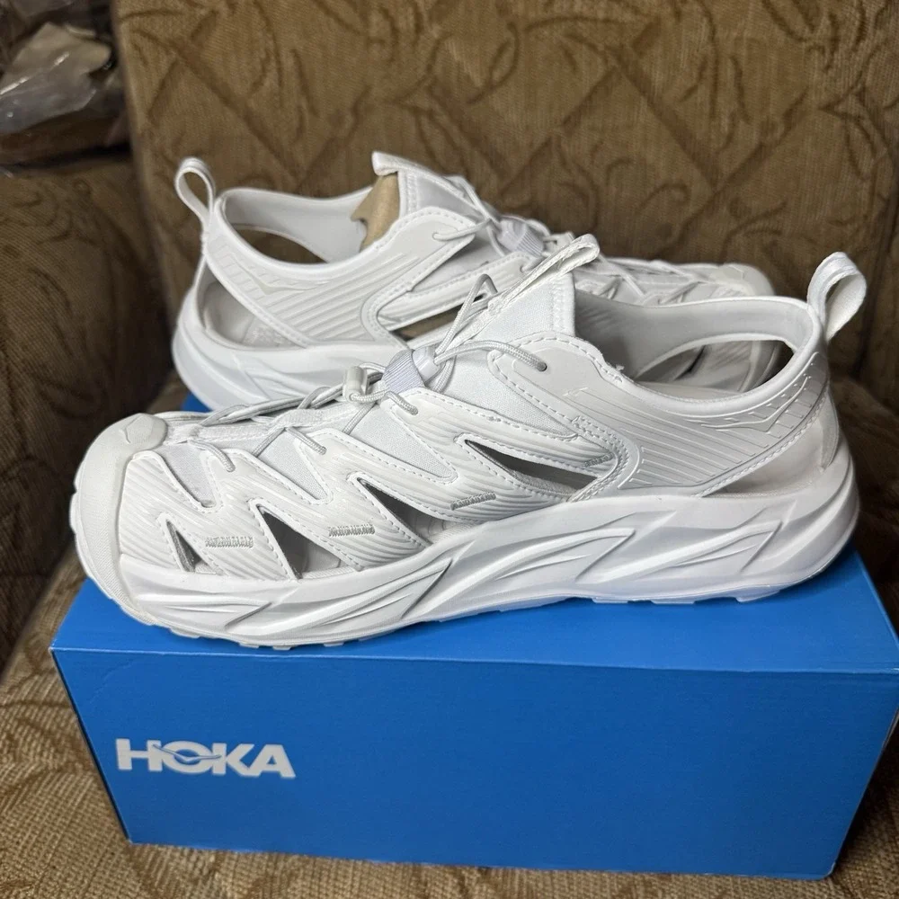 Hoka One U Hopara White Men 10 Running Water Shoe Sandals 1123112‎ Nee